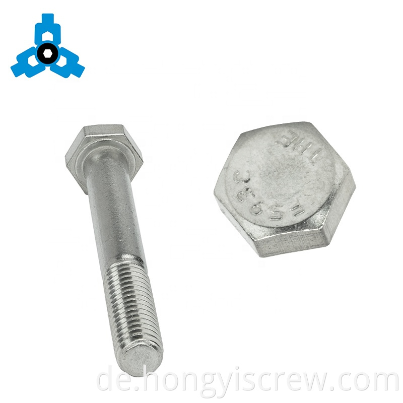 Din931 Hex Head Bolt Edelstahl Halbgewinde OEM -Stammstütze